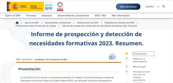 Informe de prospección y detección de necesidades formativas 2023