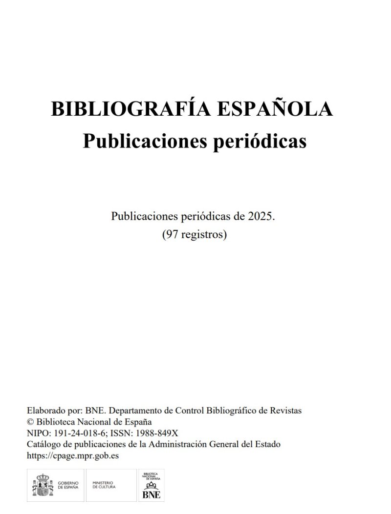 Bibliografía Española. Publicaciones Periódicas