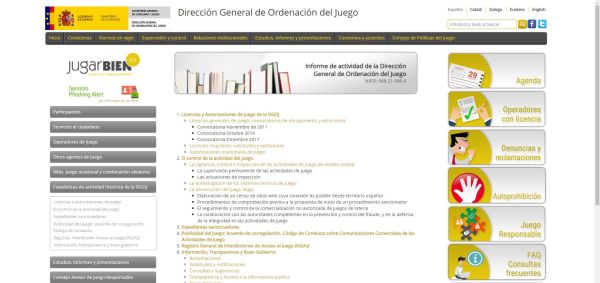 Datos estadísticos de la actividad de la Dirección General de Ordenación del Juego