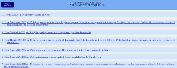 Ley General Tributaria y reglamentos de desarrollo