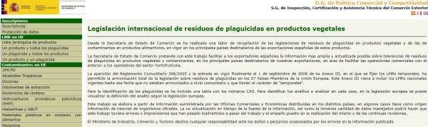 Legislación internacional de residuos de plaguicidas en productos vegetales
