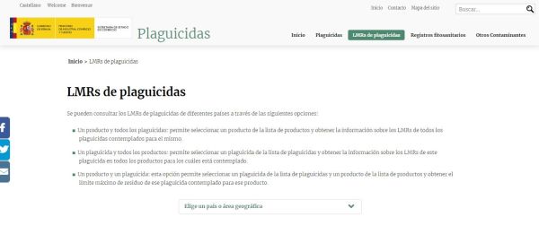 Legislación internacional de Límites Máximos de Residuos de Plaguicidas (LMRs) en productos vegetales