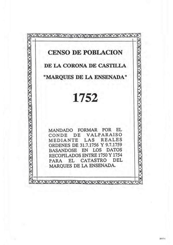Censo de población de la Corona de Castilla "Marqués de la Ensenada", 1752