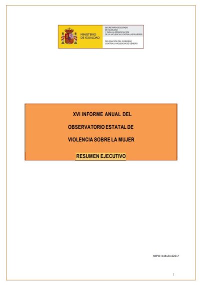Informe Anual del Observatorio Estatal de Violencia sobre la Mujer