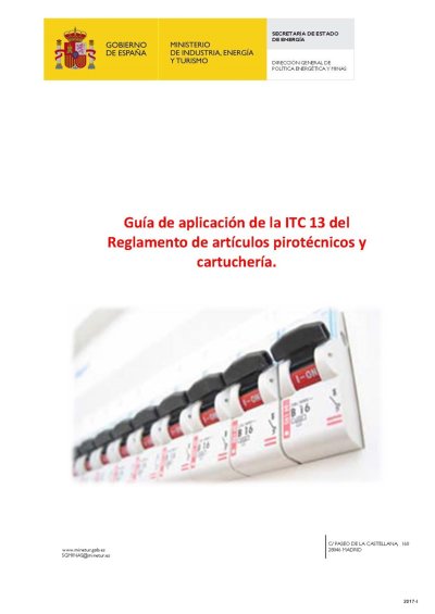 Guía de aplicación de la ITC 13 del reglamento de artículos pirotécnicos y cartuchería