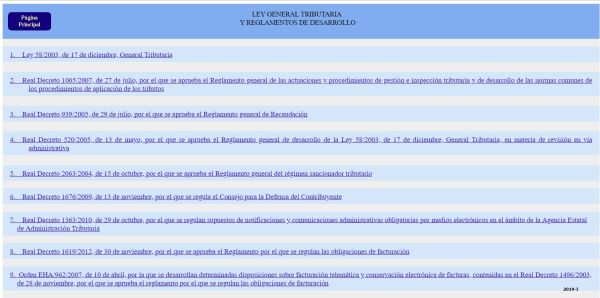 Ley general tributaria y reglamentos de desarrollo