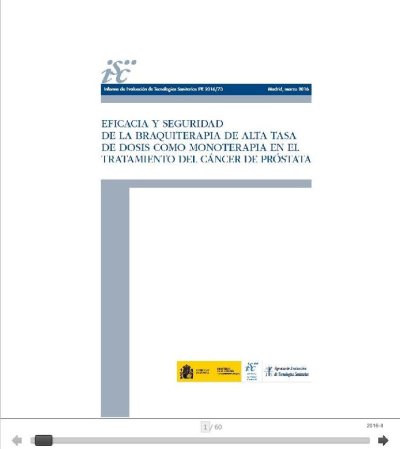 Eficacia y seguridad de la braquiterapia de alta tasa de dosis como monoterapia en el tratamiento del cáncer de próstata