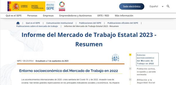 Informe del mercado de trabajo estatal 2023