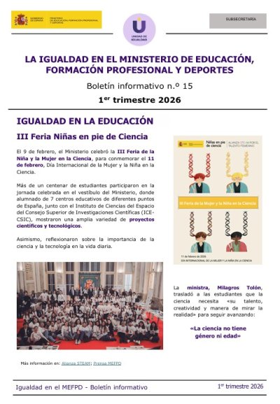 Boletín Informativo : Unidad de Igualdad