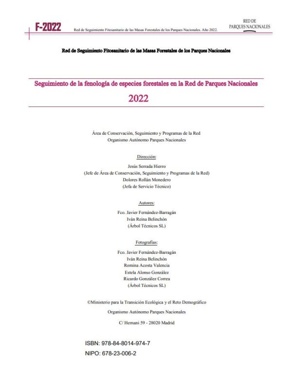 Seguimiento de la fenología de especies forestales en la red de Parques Nacionales 2022