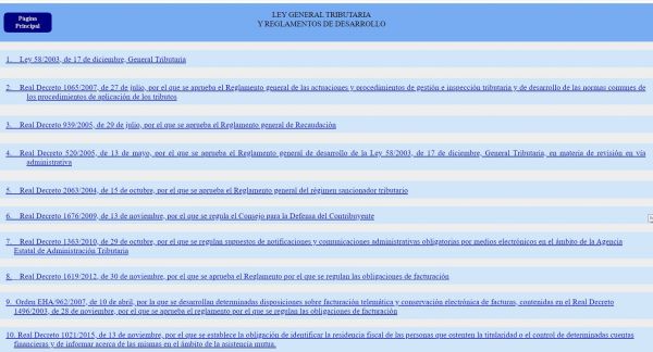 Ley General Tributaria y reglamentos de desarrollo
