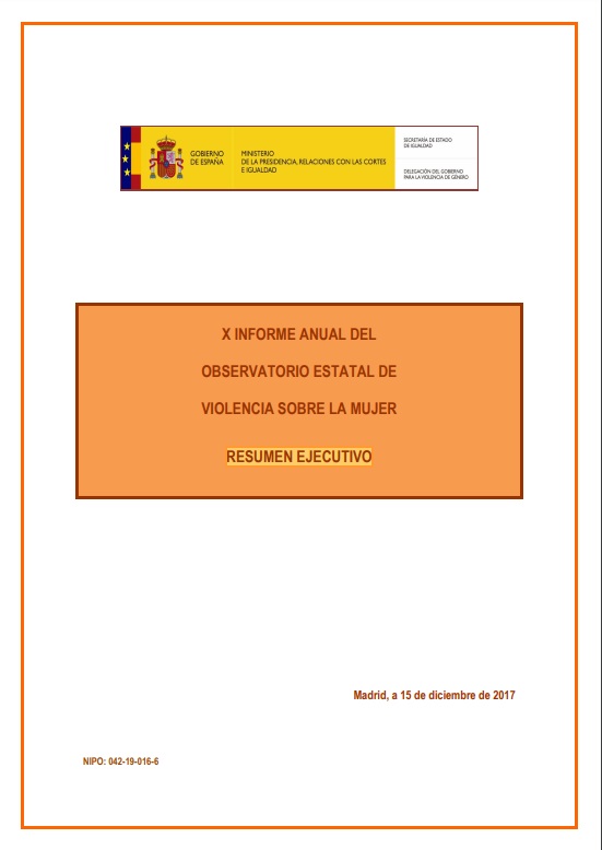 X Informe anual del Observatorio Estatal de Violencia sobre la Mujer