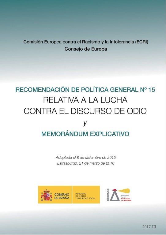 Recomendación de política general nº 15 relativa a la lucha contra el discurso de odio y memorándum explicativo
