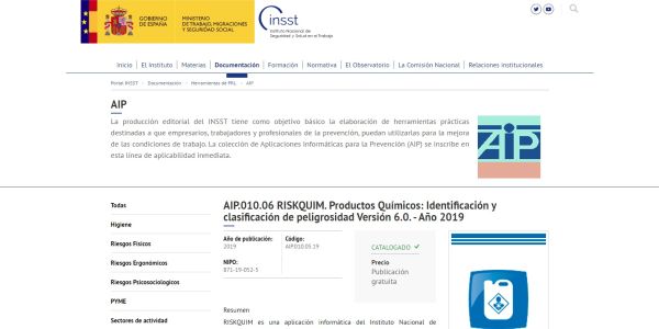 RISKQUIM. Productos químicos