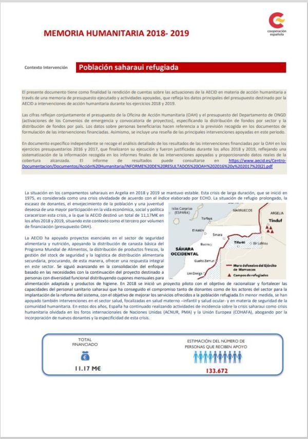 Memoria de acción humanitaria 2018/2019