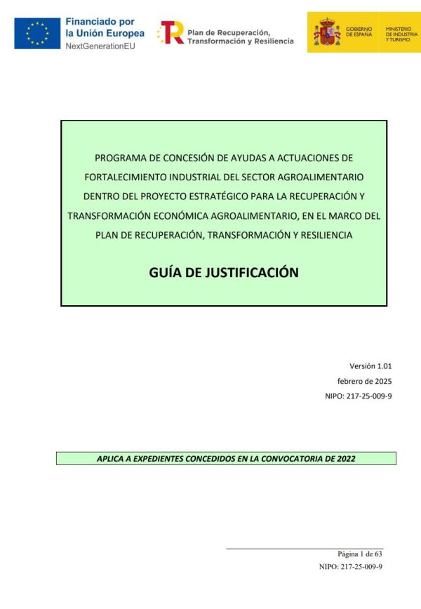 Programa de concesión de ayudas a actuaciones de fortalecimiento industrial del sector agroalimentario dentro del proyecto estratégico para la recuperación y transformación económica agroalimentario, en el marco del Plan de Recuperación, Transformación y Resiliencia