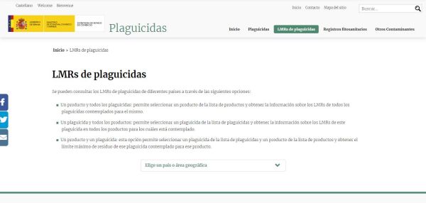 Legislación internacional de Límites Máximos de Residuos de Plaguicidas (LMRs) en productos vegetales