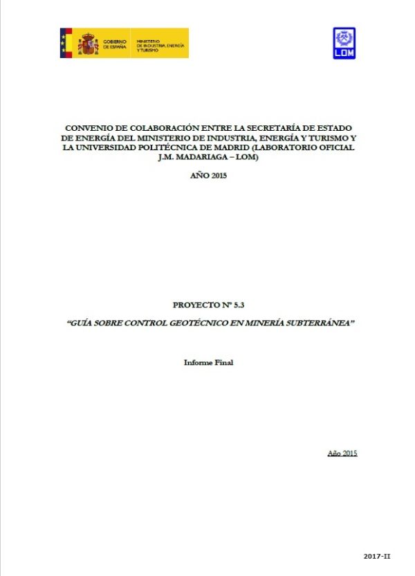 Guía sobre control geotécnico en minería subterránea