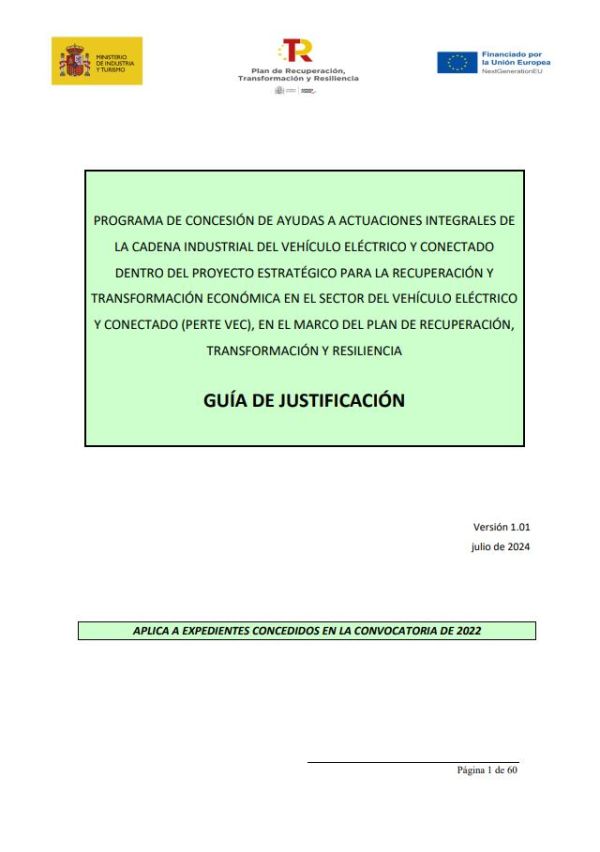 Programa de concesión de ayudas a actuaciones integrales de la cadena industrial del vehículo eléctrico y conectado dentro del proyecto estratégico para la recuperación y transformación económica en el sector del vehículo eléctrico y conectado (PERTE VEC), en el marco del plan de recuperación, transformación y resiliencia
