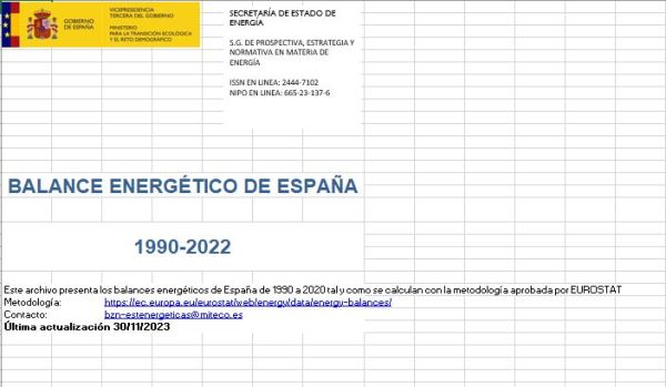 Balance energético de España 1990-2022