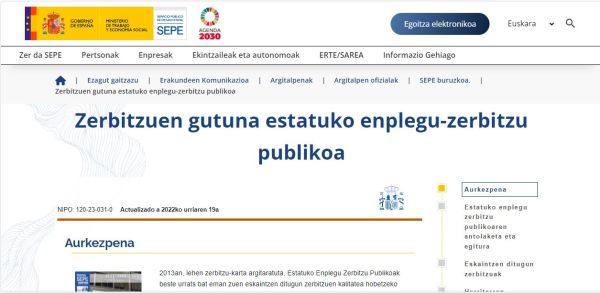 Zerbitzuen gutuna estatuko enplegu-zerbitzu publikoa