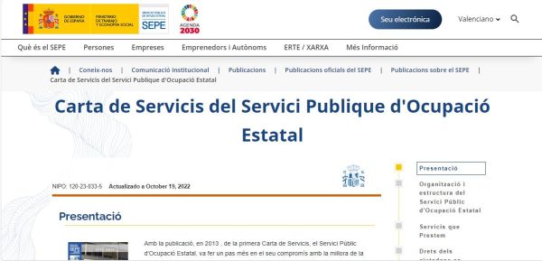 Carta de servicis del Servici Publique d'Ocupació Estatal