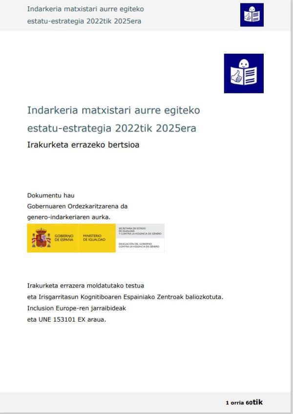 Indarkeria matxistari aurre egiteko estatu-estrategia 2022tik 2025era