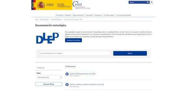 DLEP: Documentación Límites de Exposición Profesional
