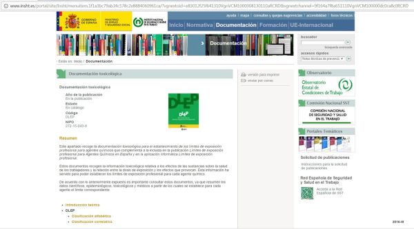 Documentación límites de exposición profesional