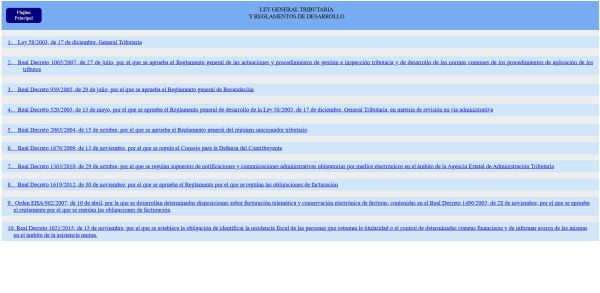 Ley General Tributaria y reglamentos de desarrollo