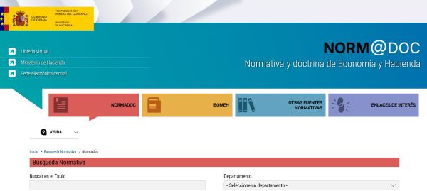 NORMADOC: normativa y doctrina de Economía y de Hacienda. Base de datos normativa
