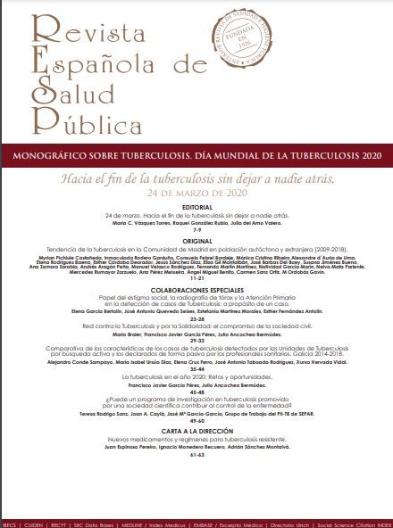 Revista Española de Salud Pública. -- Monográfico de tuberculosis : día mundial de la tuberculosis 2020