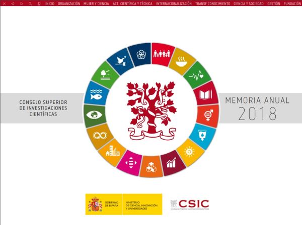 Memoria anual Consejo Superior de Investigaciones Científicas 2018