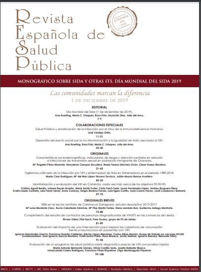 Revista Española de Salud Pública. -- Monográfico de Sida y otras ITS : día mundial del SIDA 2019