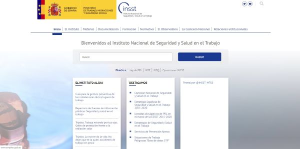 [Sede web del Instituto Nacional de Seguridad y Salud en el Trabajo (INSST)]
