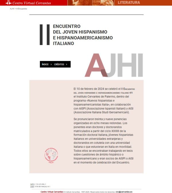 II Encuentro del joven hispanismo e hispanoamericanismo italiano