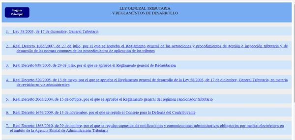 Ley general tributaria y reglamentos de desarrollo