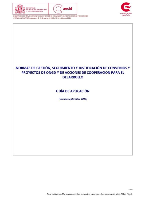 Normas de gestión, seguimiento y justificación de convenios y proyectos de ONGD y de acciones de cooperación para el desarrollo