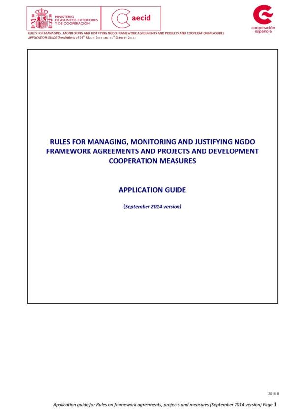 Rules for managing, monitoring and justifying NGDO framework agreements and projects and development cooperation measures