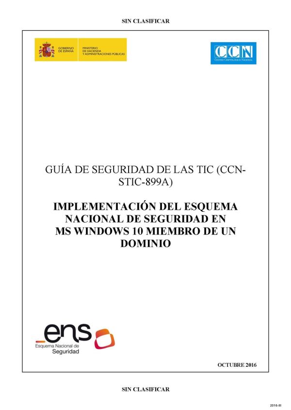 Implementación del Esquema Nacional de Seguridad en MS Windows 10 miembro de un dominio