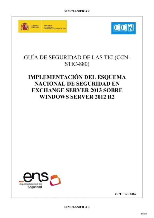 Implementación del Esquema Nacional de Seguridad en Exchange Server 2013 sobre Windows Server 2012 R2