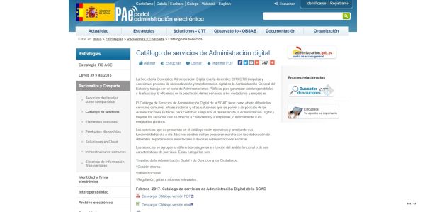 Catálogo de servicios de administración digital