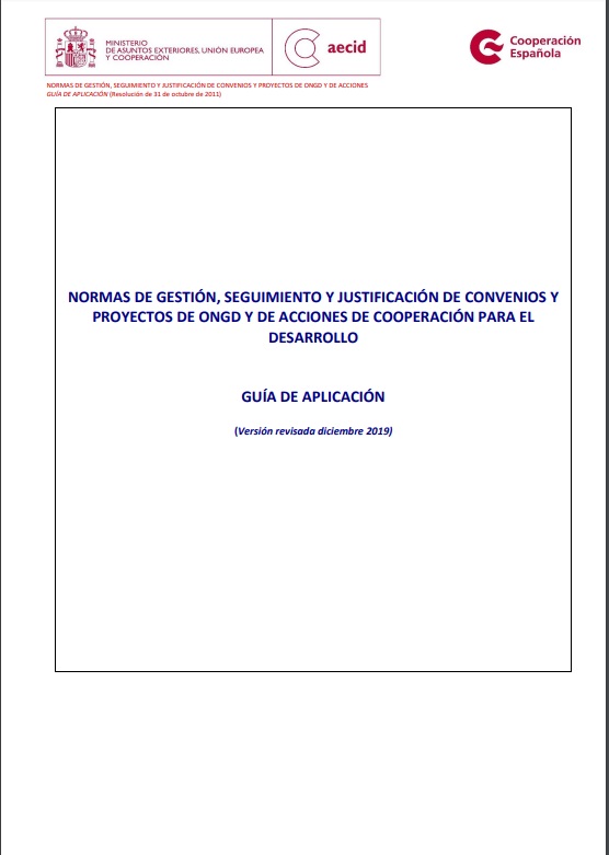 Normas de gestión, seguimiento y justificación de convenios y proyectos de ONGD y de acciones de cooperación para el desarrollo