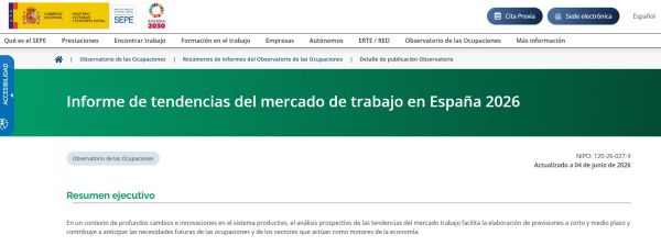 Informe de tendencias del mercado de trabajo en España