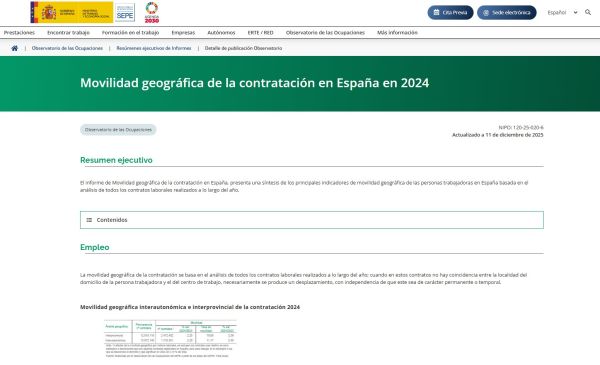 Movilidad geográfica de la contratación en España en 2024