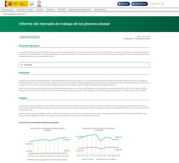 Informe del mercado de trabajo de los jóvenes estatal