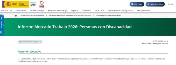 Informe del mercado de trabajo de las personas con discapacidad estatal