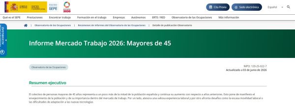 Informe del mercado de trabajo de los mayores de 45 años. Estatal. Resumen ejecutivo
