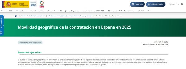 Movilidad geográfica de la contratación en España. Resumen ejecutivo