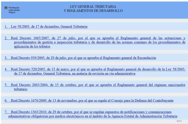 Ley general tributaria y reglamentos de desarrollo